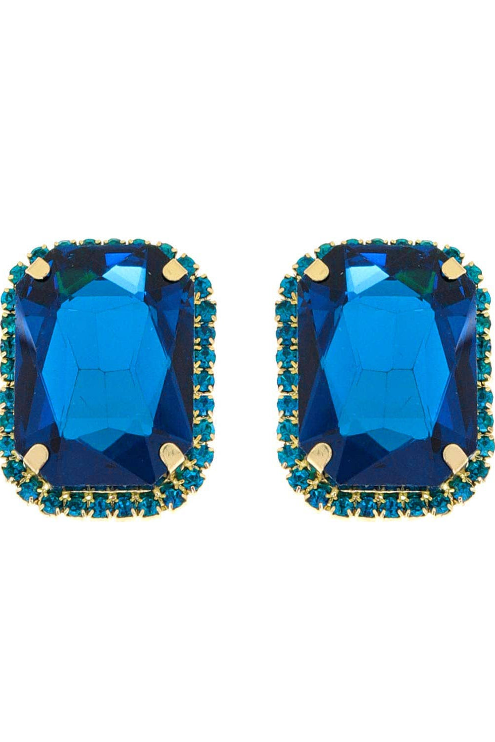 Rhinestone Octagon Cut Crystal Stud Earrings - Born To Glam Born To Glam