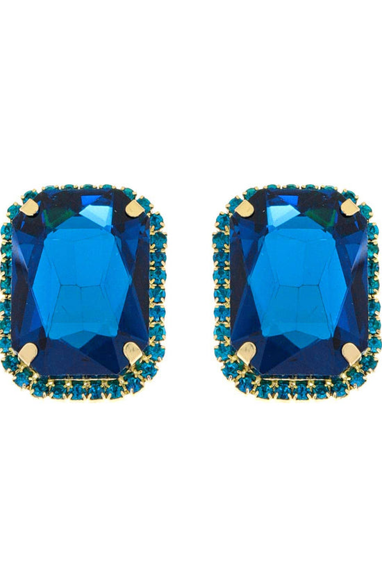 Rhinestone Octagon Cut Crystal Stud Earrings - Born To Glam Born To Glam