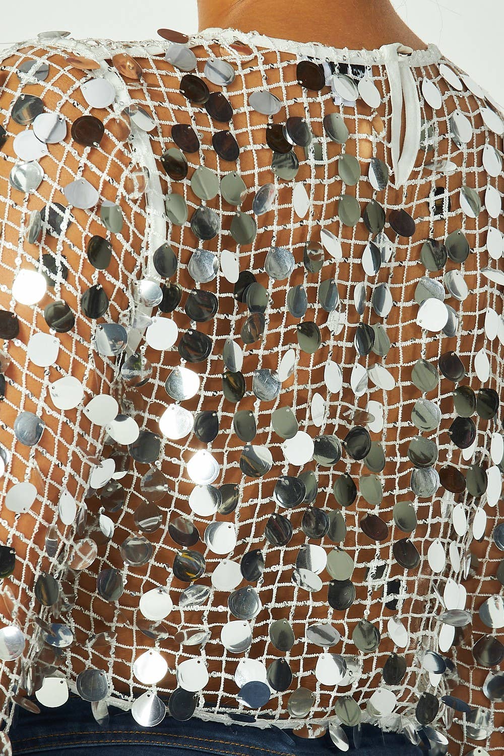 Sequin Fish Net Crop Top - Born To Glam Born To Glam
