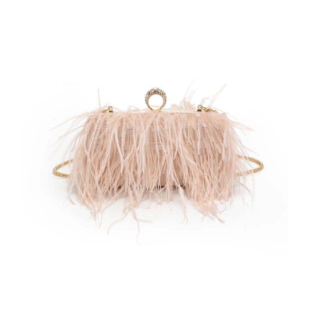 Harlow Feather Evening Bag Soft Pink - Born To Glam Born To Glam