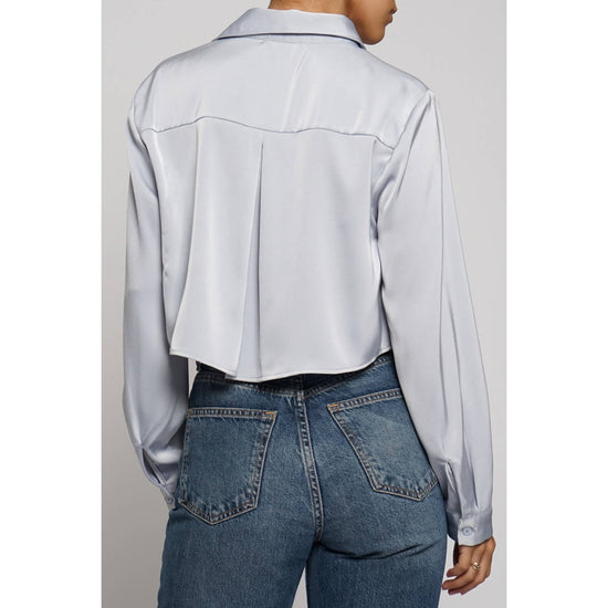 CROPPED SATIN BLOUSE: Black / S - Born To Glam Born To Glam