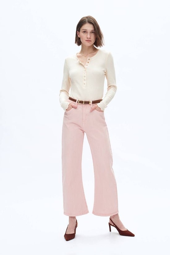 Mid Rise Pink Barrel Jeans Born To Glam