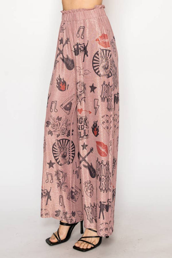 Pink Rock and Roll Lurex Palazzo Pants - Born To Glam Born To Glam