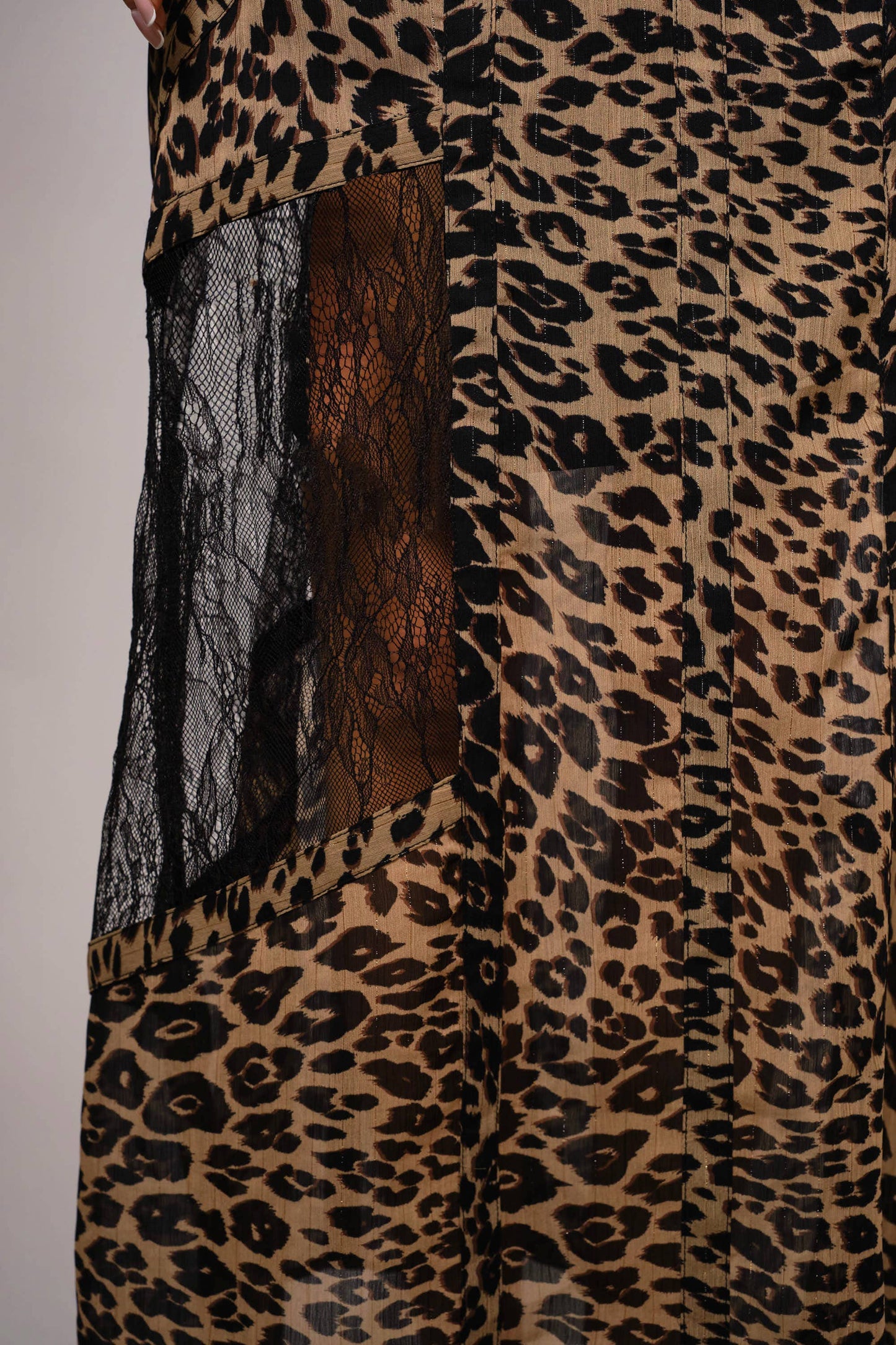 Leopard Lace Panel Maxi Skirt - Born To Glam Born To Glam