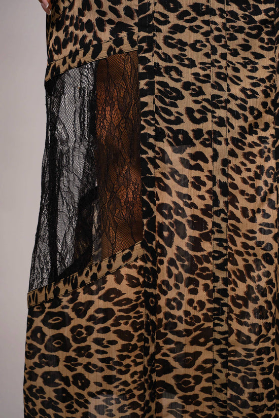 Leopard Lace Panel Maxi Skirt - Born To Glam Born To Glam