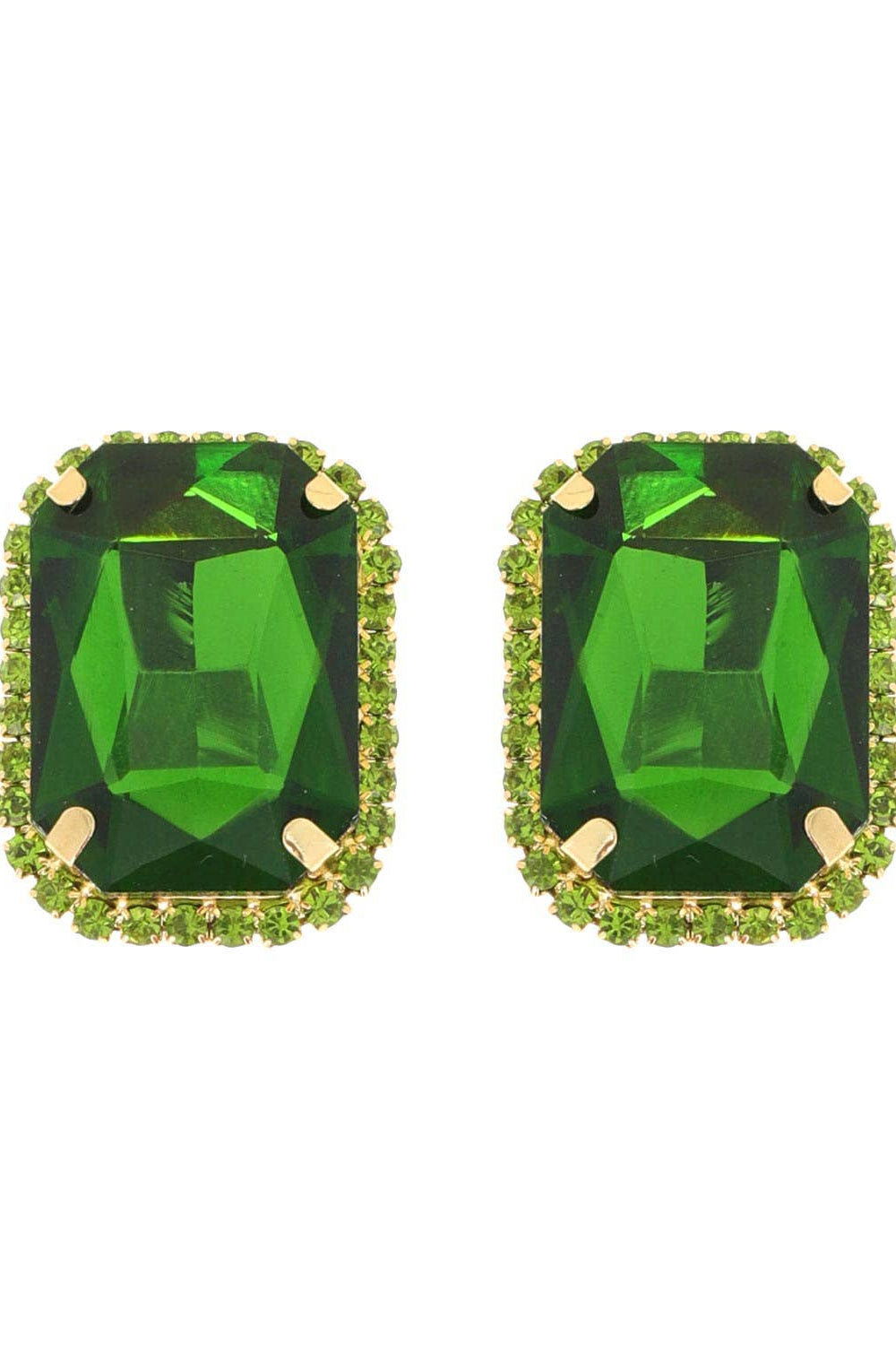 Rhinestone Octagon Cut Crystal Stud Earrings - Born To Glam Born To Glam