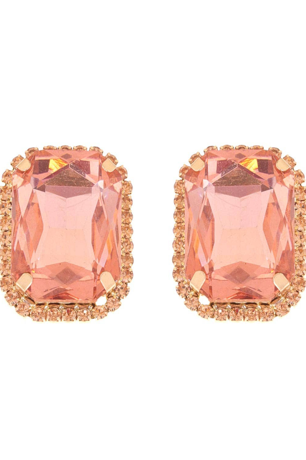 Rhinestone Octagon Cut Crystal Stud Earrings - Born To Glam Born To Glam