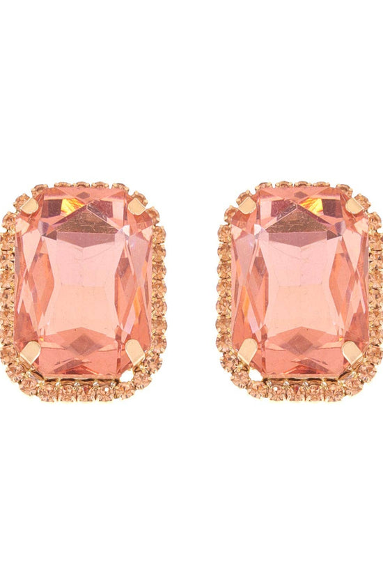 Rhinestone Octagon Cut Crystal Stud Earrings - Born To Glam Born To Glam