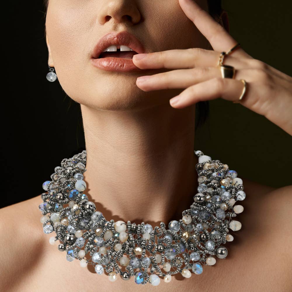 Wire Beaded Collar Necklace - Born To Glam Born To Glam