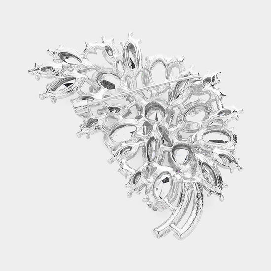 Glass Crystal Leaf Pin Brooch - Born To Glam Born To Glam