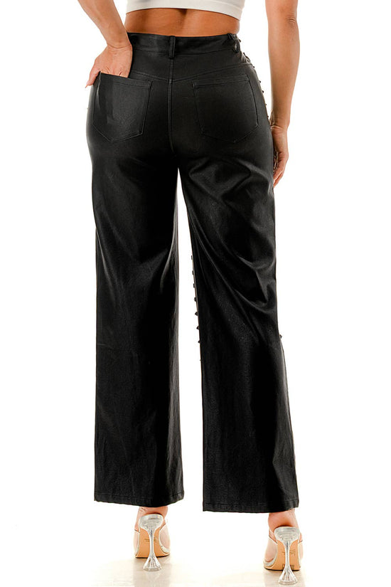 Studded Black Wide-Leg Pants - Born To Glam Born To Glam