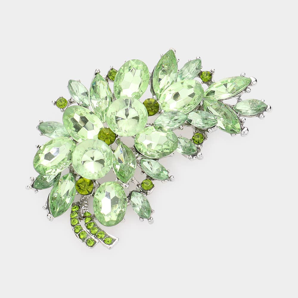 Glass Crystal Leaf Pin Brooch - Born To Glam Born To Glam