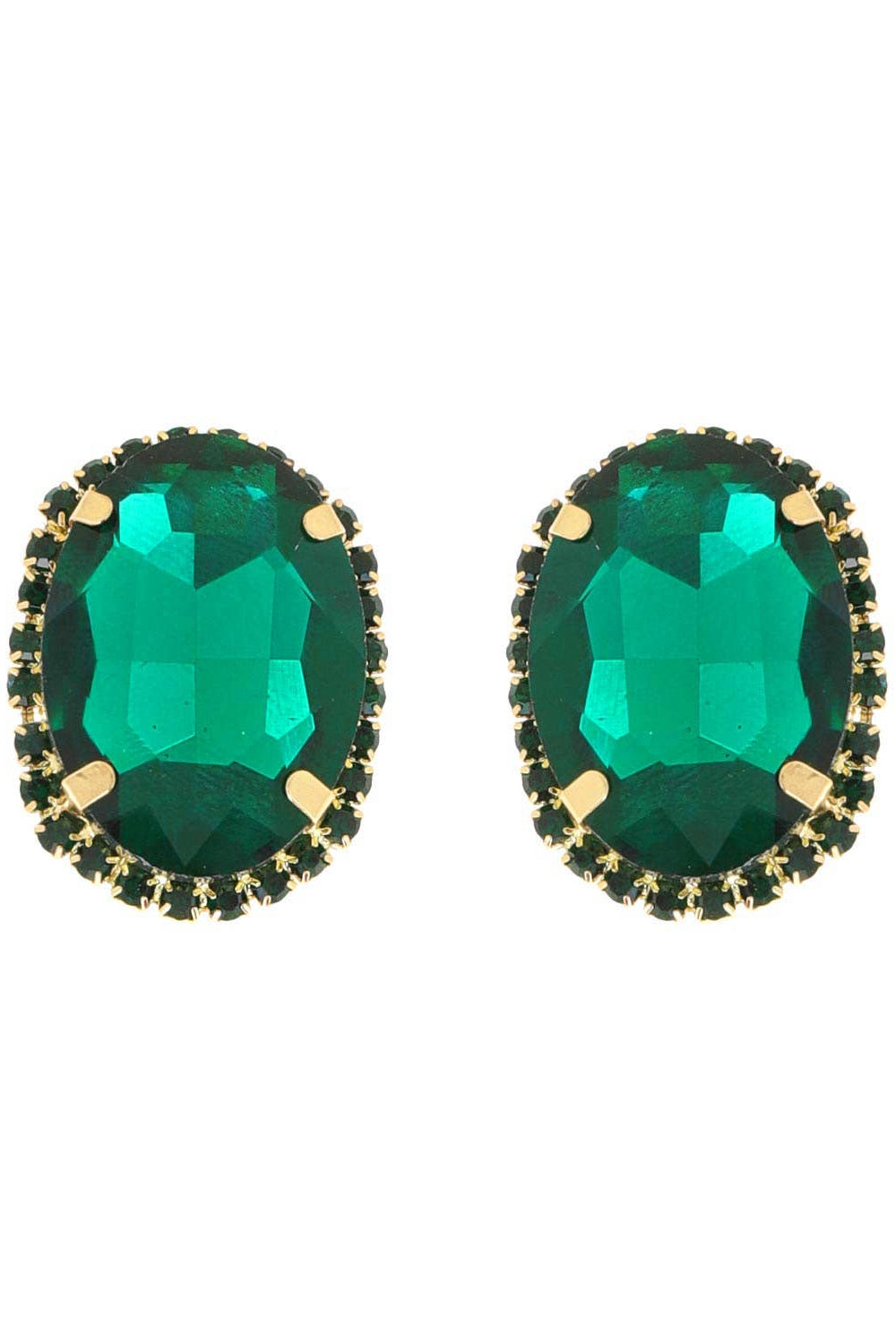 Rhinestone Oval Crystal Stud Earrings - Born To Glam Born To Glam