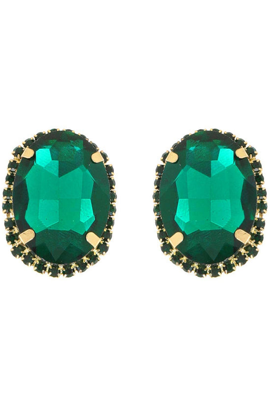 Rhinestone Oval Crystal Stud Earrings - Born To Glam Born To Glam