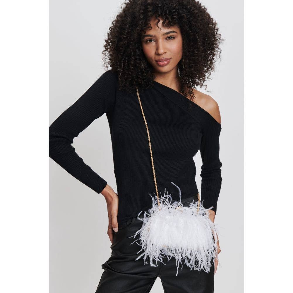 Harlow Feather Evening Bag White - Born To Glam Born To Glam