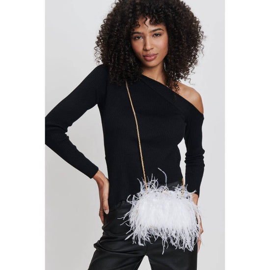 Harlow Feather Evening Bag White - Born To Glam Born To Glam