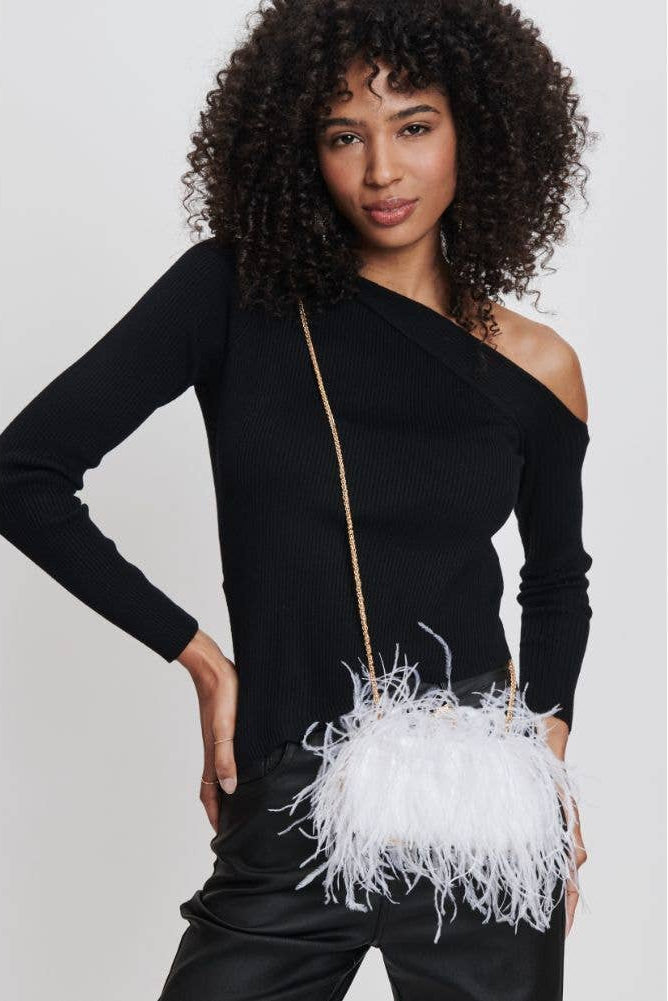 Harlow Feather Evening Bag White - Born To Glam Born To Glam