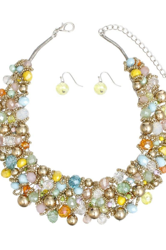 Multicolor Glass Collar Choker Set - Born To Glam Born To Glam