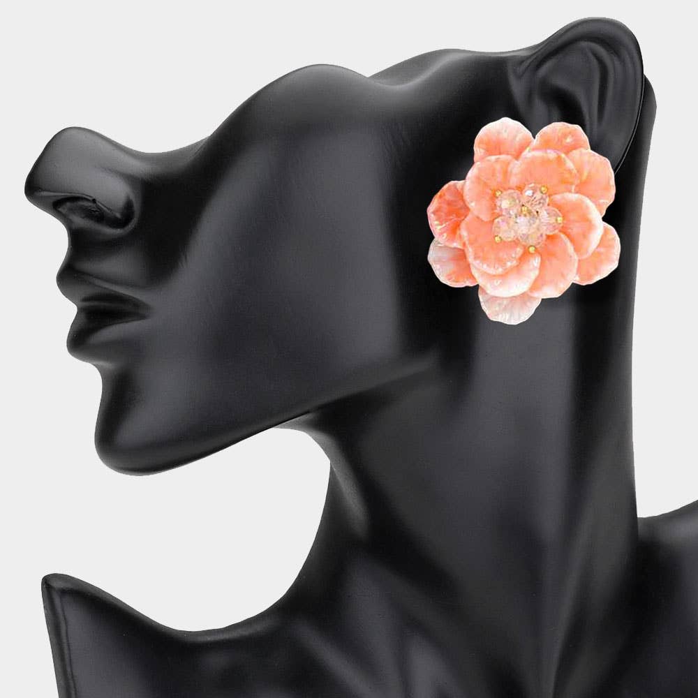 Faceted Bud Resin Petal Flower Earrings - Born To Glam Born To Glam