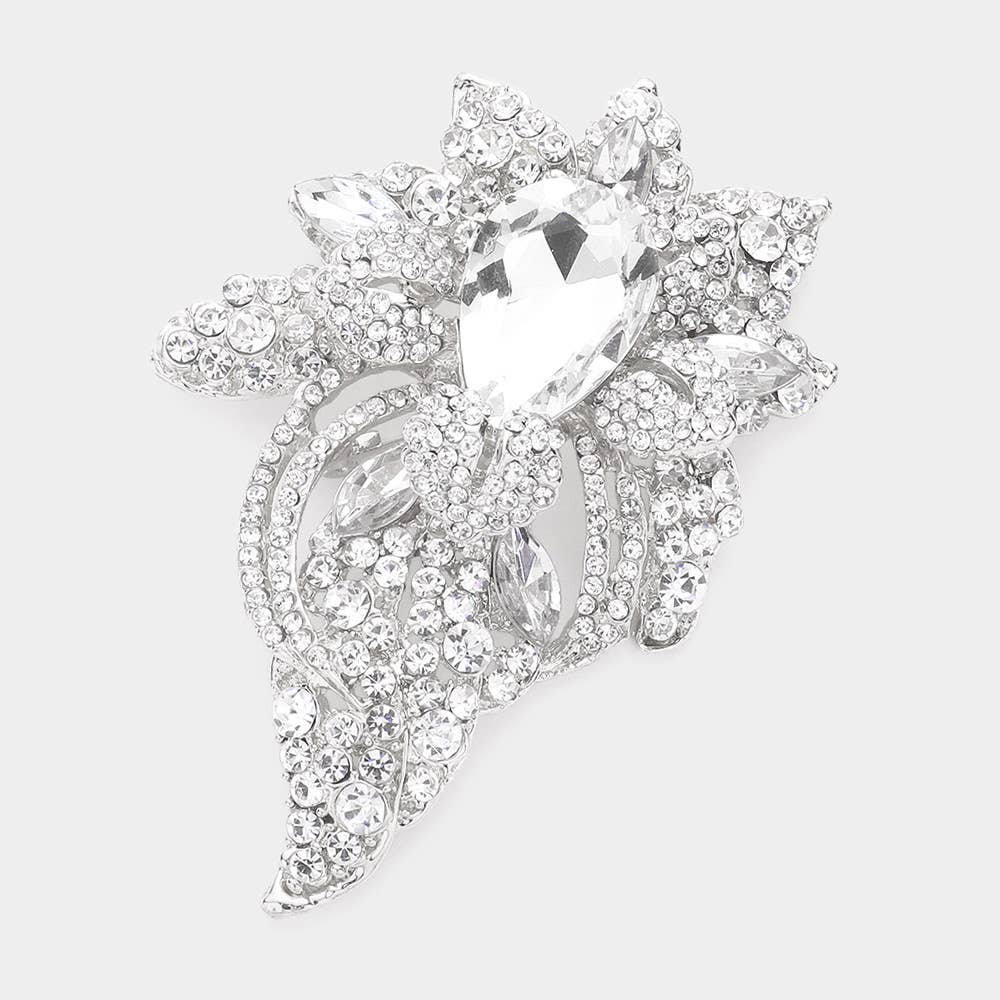 Floral Crystal Pave Bouquet Brooch / Pendant - Born To Glam Born To Glam