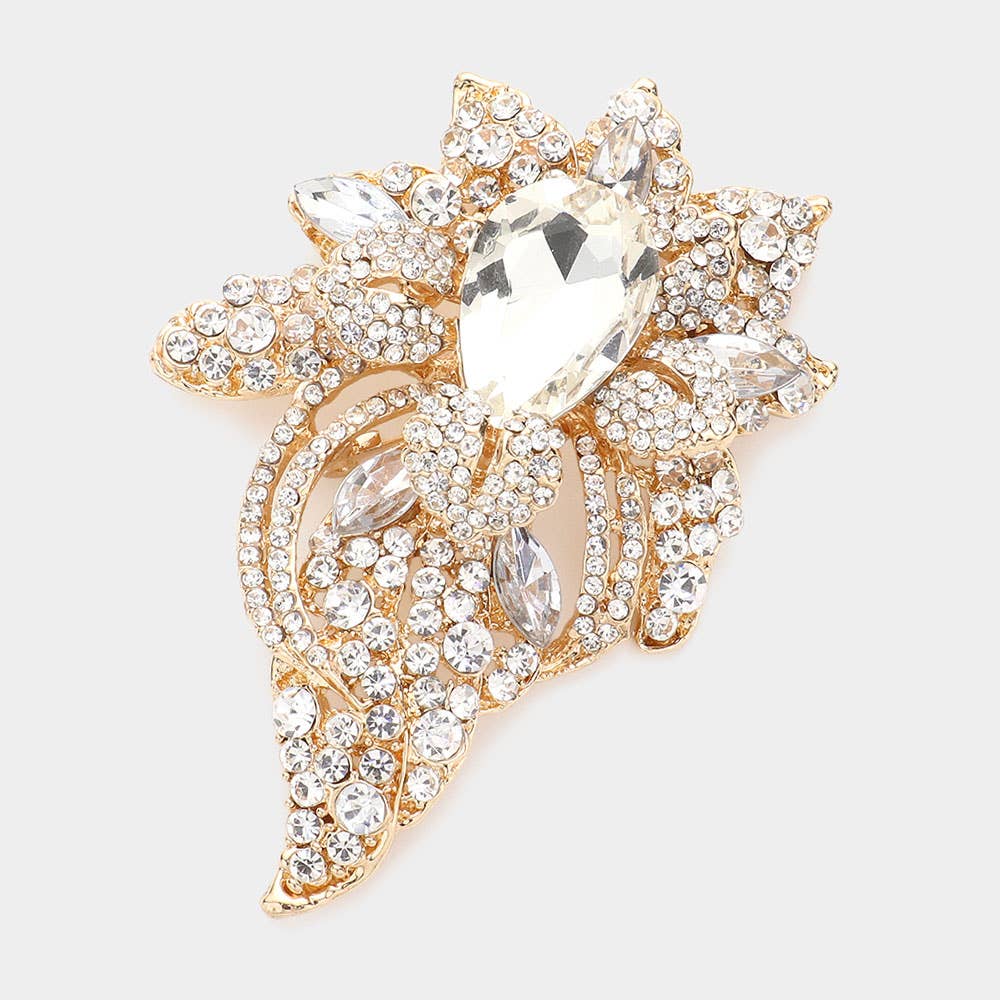 Floral Crystal Pave Bouquet Brooch / Pendant - Born To Glam Born To Glam