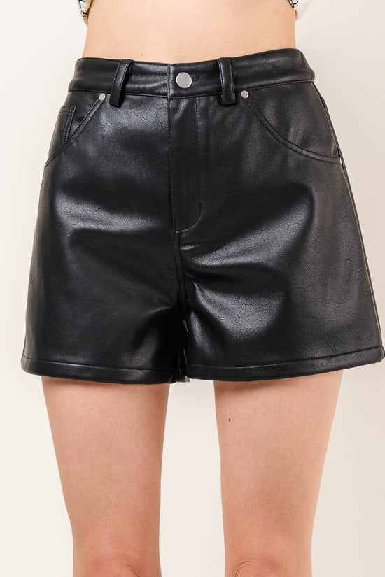 Chic Vegan Leather Shorts Born To Glam