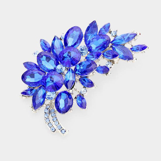 Glass Crystal Leaf Pin Brooch - Born To Glam Born To Glam