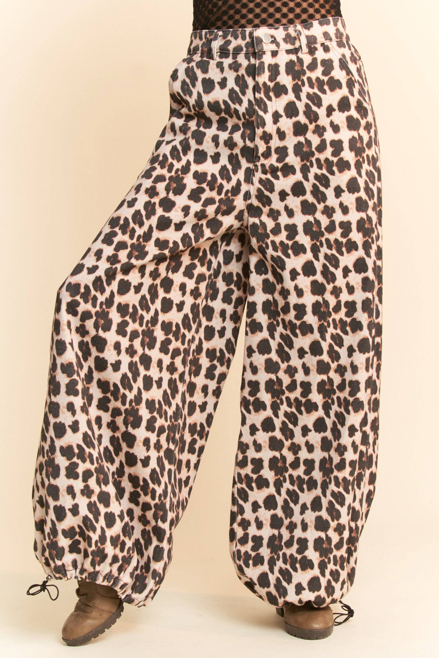 GARMENT WASHED FLORAL PATCH WAIST WIDE OPEN PANTS - Born To Glam Born To Glam