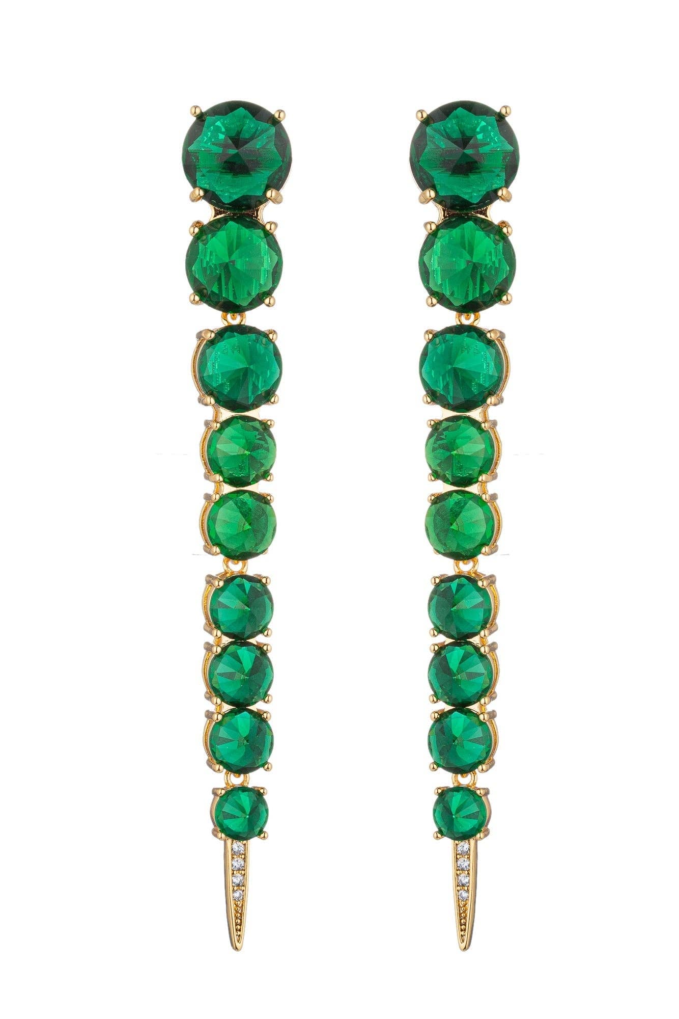 Harper Green Cubic Zirconia Drop Earrings - Born To Glam Born To Glam