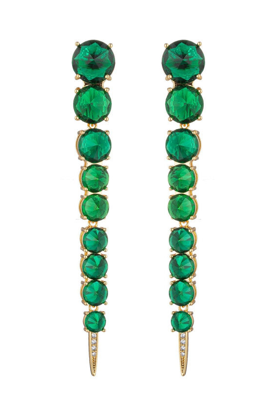 Harper Green Cubic Zirconia Drop Earrings - Born To Glam Born To Glam