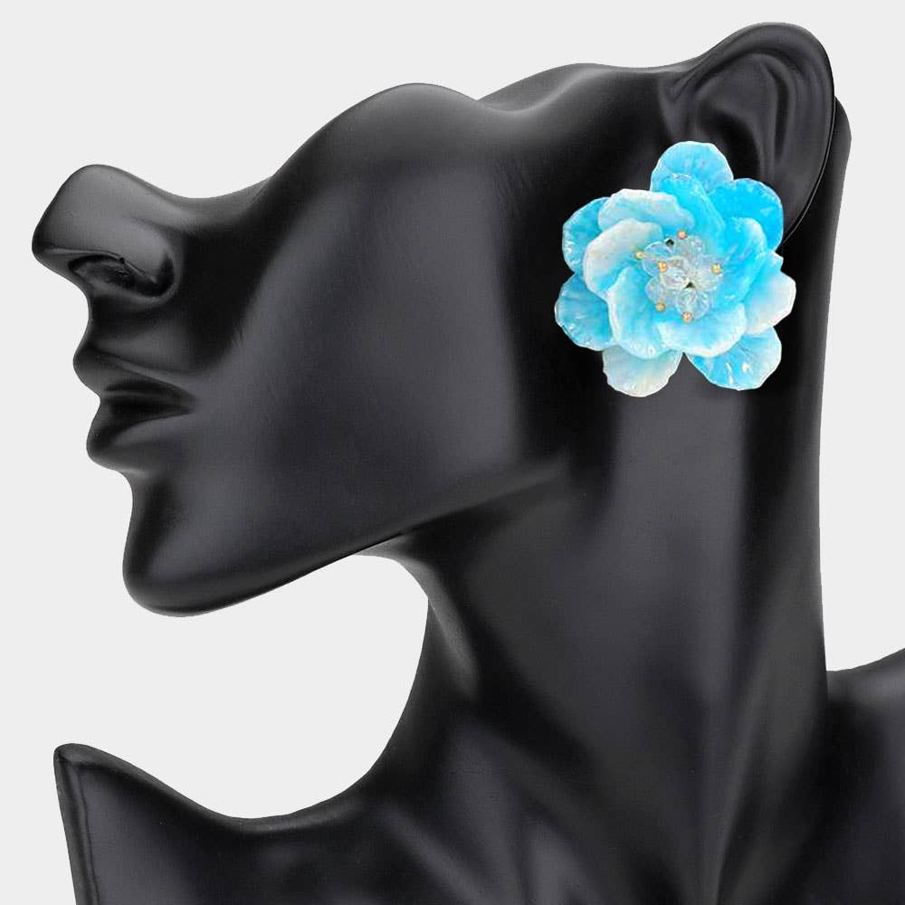 Faceted Bud Resin Petal Flower Earrings - Born To Glam Born To Glam