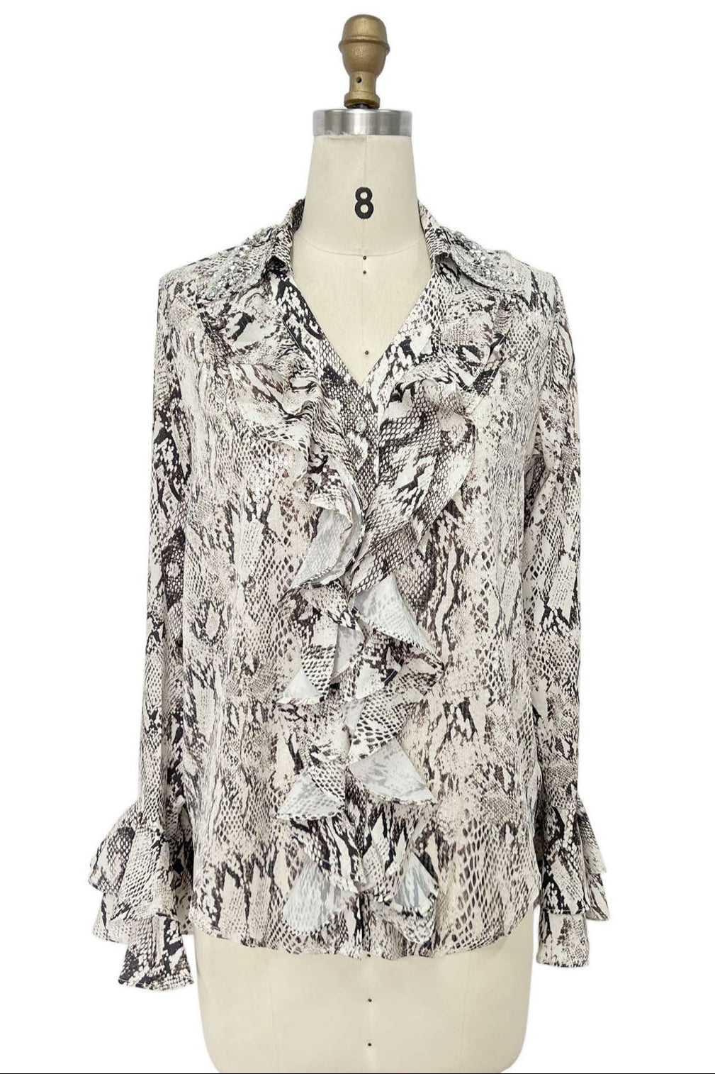 Snake Print Ruffle Blouse - Born To Glam Born To Glam