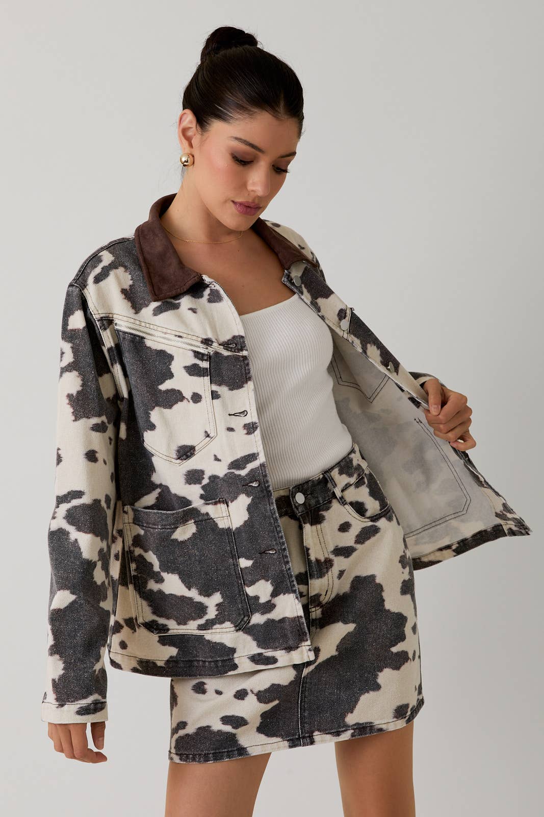 Cow Print Barn Jacket - Born To Glam Born To Glam