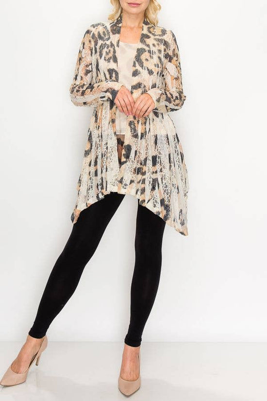 Long Sleeve Leopard Lace Cardigan - Born To Glam Born To Glam