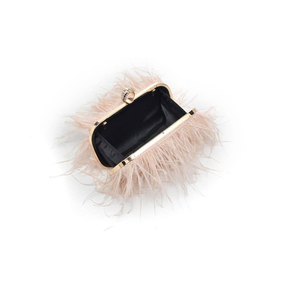 Harlow Feather Evening Bag Soft Pink - Born To Glam Born To Glam
