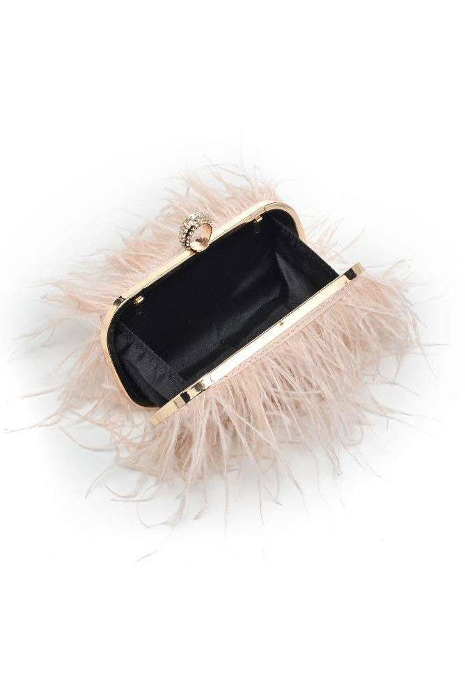 Harlow Feather Evening Bag Soft Pink - Born To Glam Born To Glam