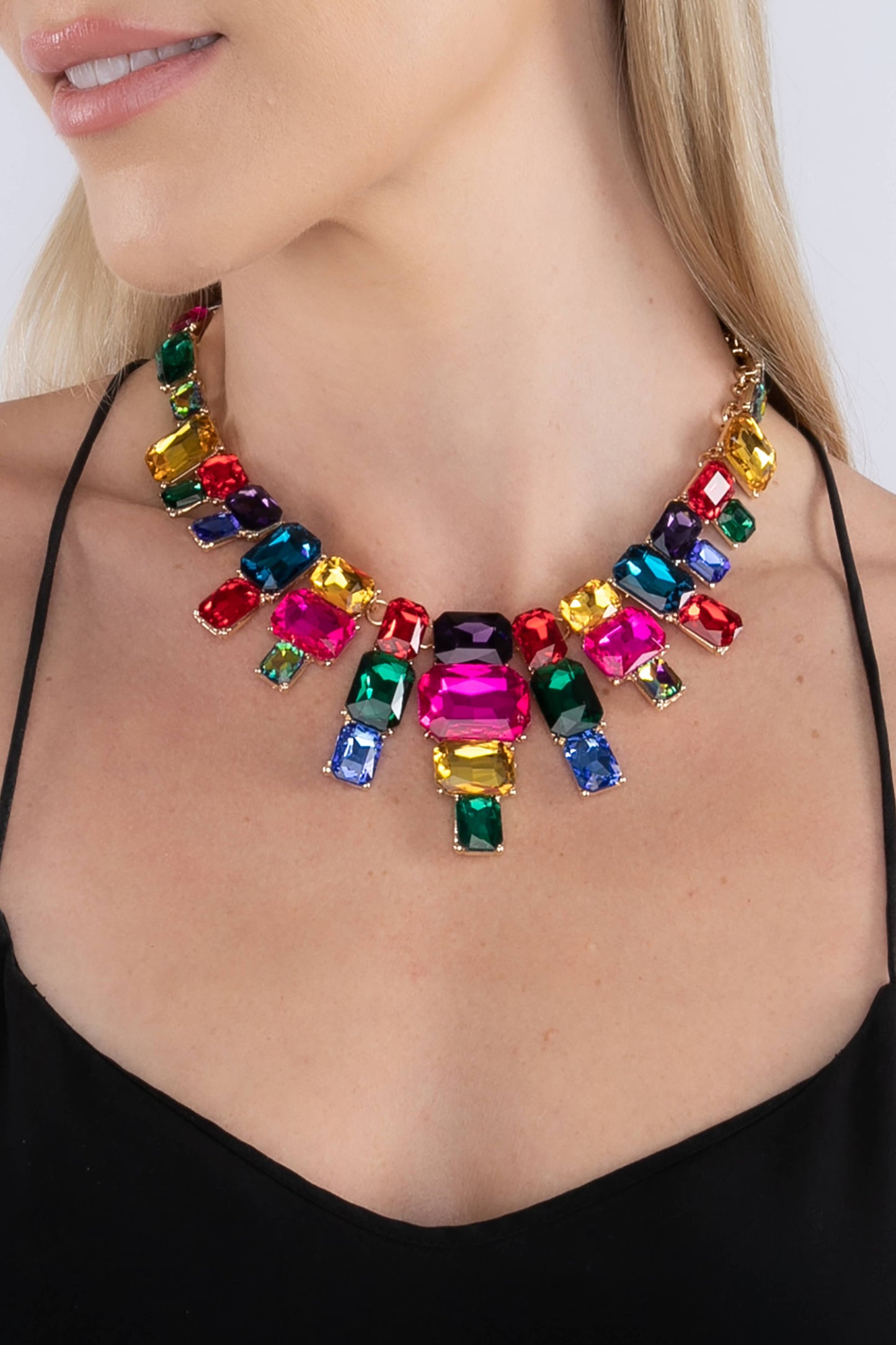 Jamie Rainbow Statement Necklace Born To Glam