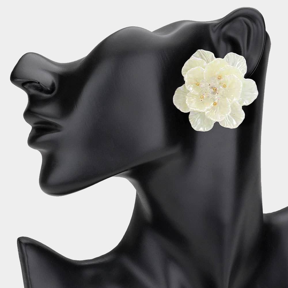 Faceted Bud Resin Petal Flower Earrings - Born To Glam Born To Glam