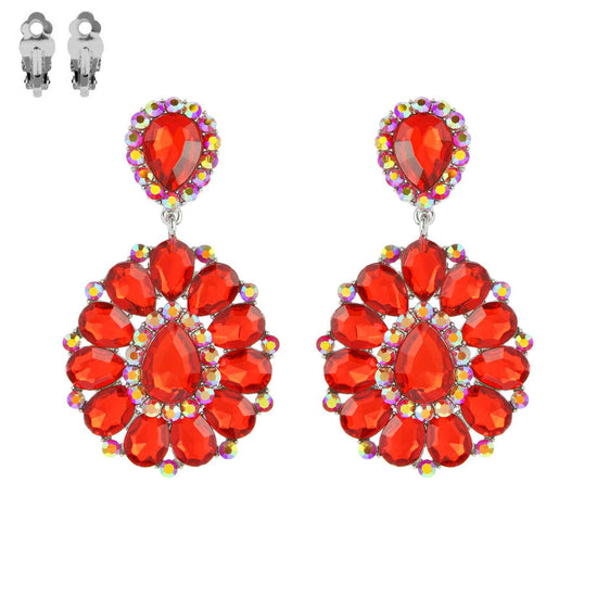 Teardrop Gemstone Cluster Clip-On Earrings Born To Glam