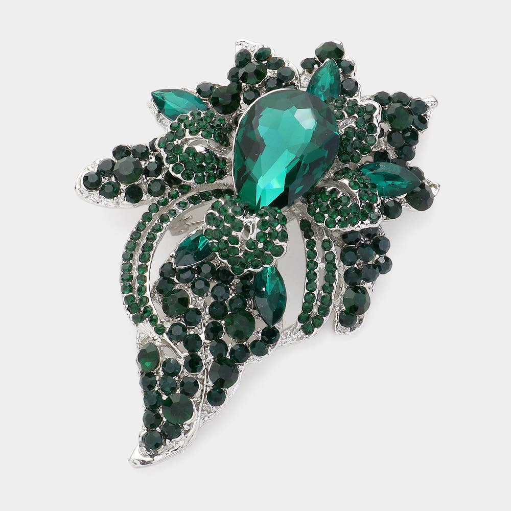 Floral Crystal Pave Bouquet Brooch / Pendant - Born To Glam Born To Glam