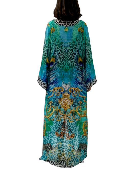 Turquoise Animal Print Duster - Born To Glam Born To Glam