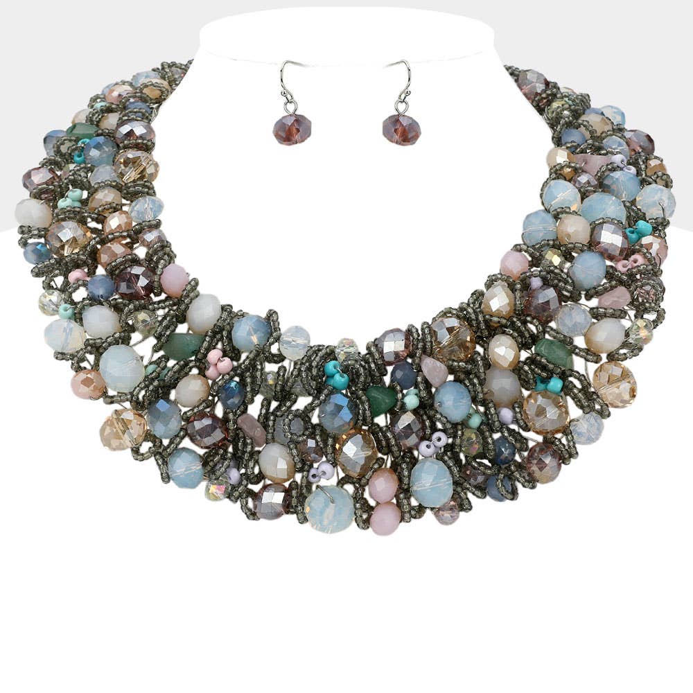 Wire Beaded Collar Necklace - Born To Glam Born To Glam