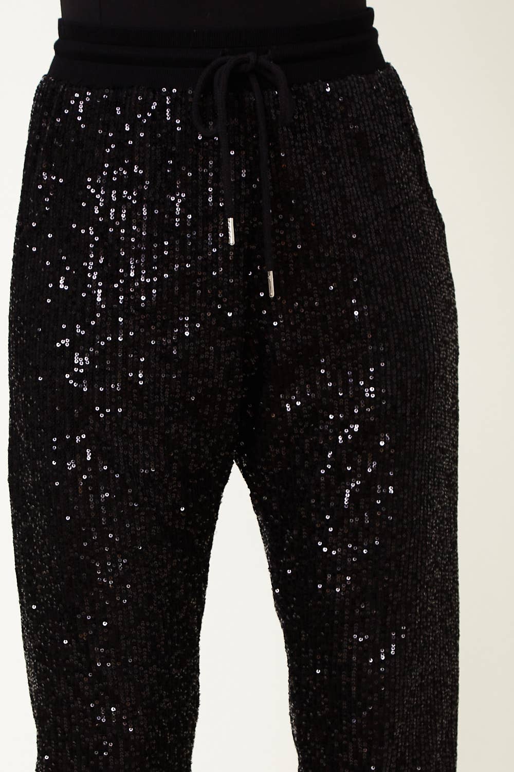 Black Sequin Jogger Pants - Born To Glam Born To Glam