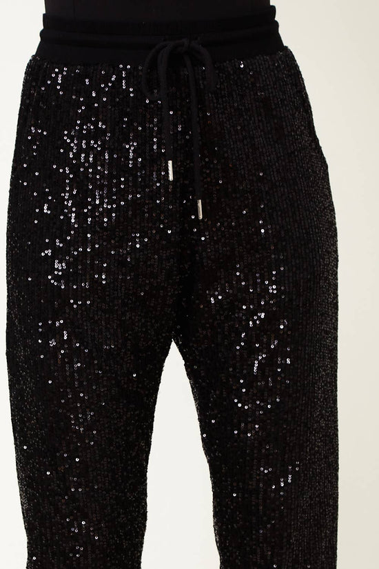Black Sequin Jogger Pants - Born To Glam Born To Glam