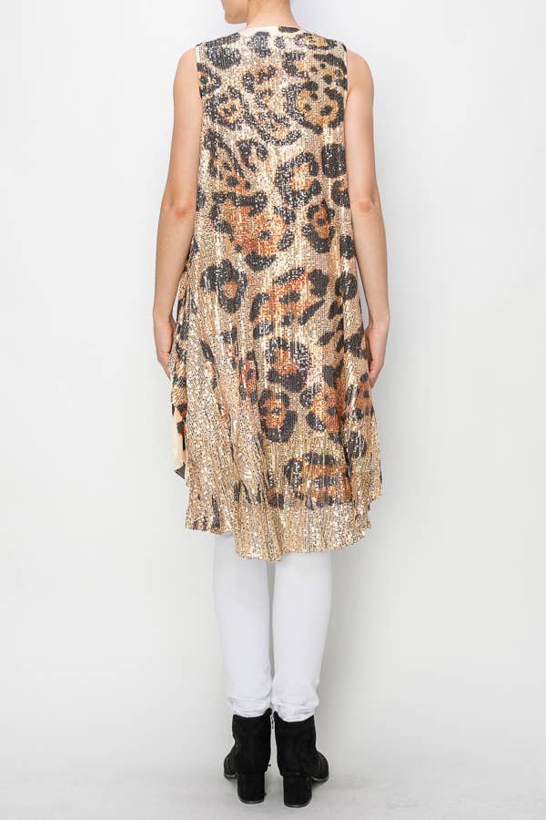 Leopard Print Sequin Vest - Born To Glam Born To Glam