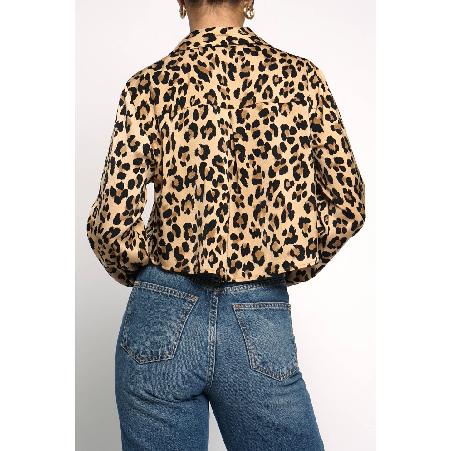 CROPPED SATIN BLOUSE: Black / S - Born To Glam Born To Glam