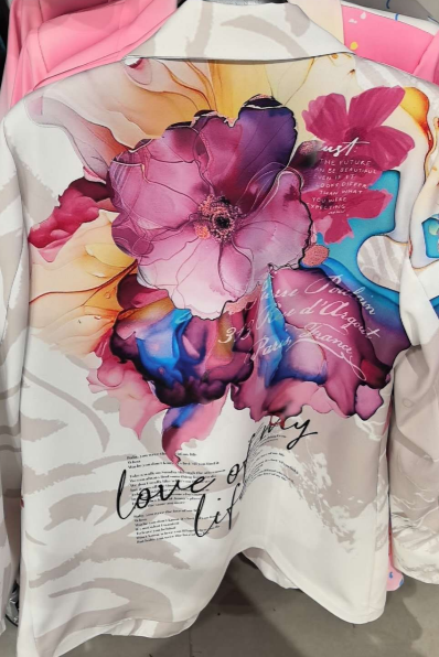 White Floral Print Graphic Blazer Born To Glam
