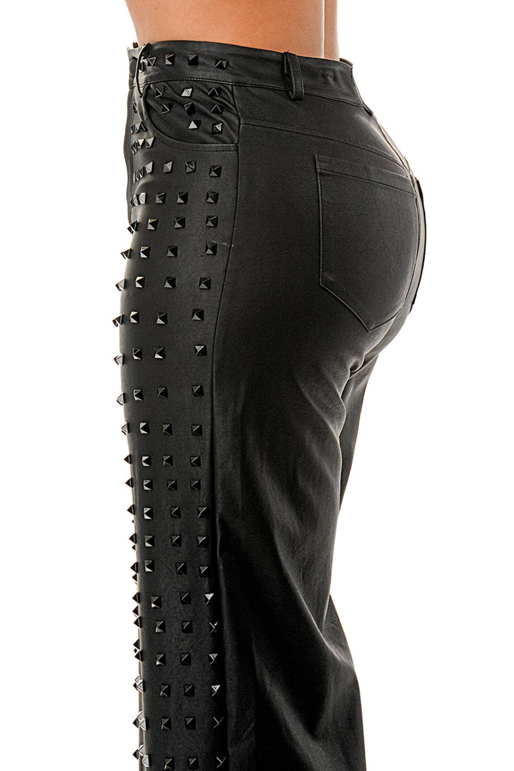 Studded Black Wide-Leg Pants - Born To Glam Born To Glam