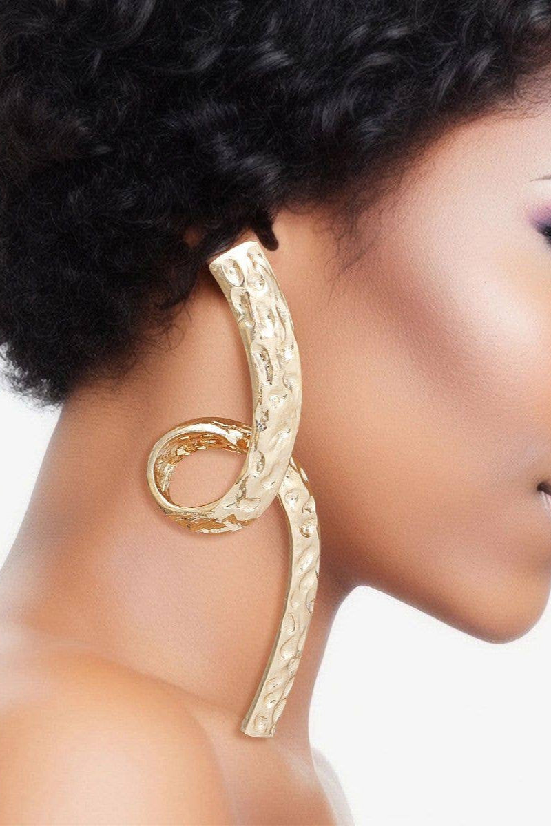 Long Edgy Gold Looped Metal Earrings - Born To Glam Born To Glam