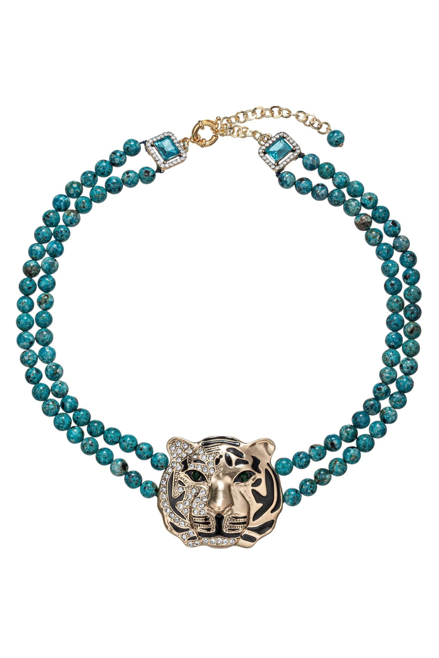 Tiger Agate Natural Stone Beaded Necklace - Born To Glam Born To Glam